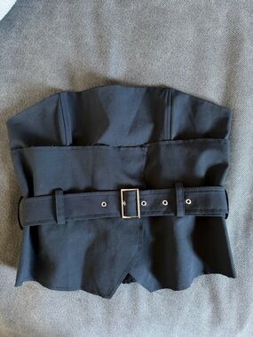 Zara Black Zip-Trim Corset Top